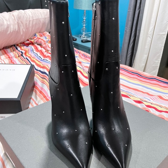 Black leather ALL SAINTS booties - Picture 3 of 5